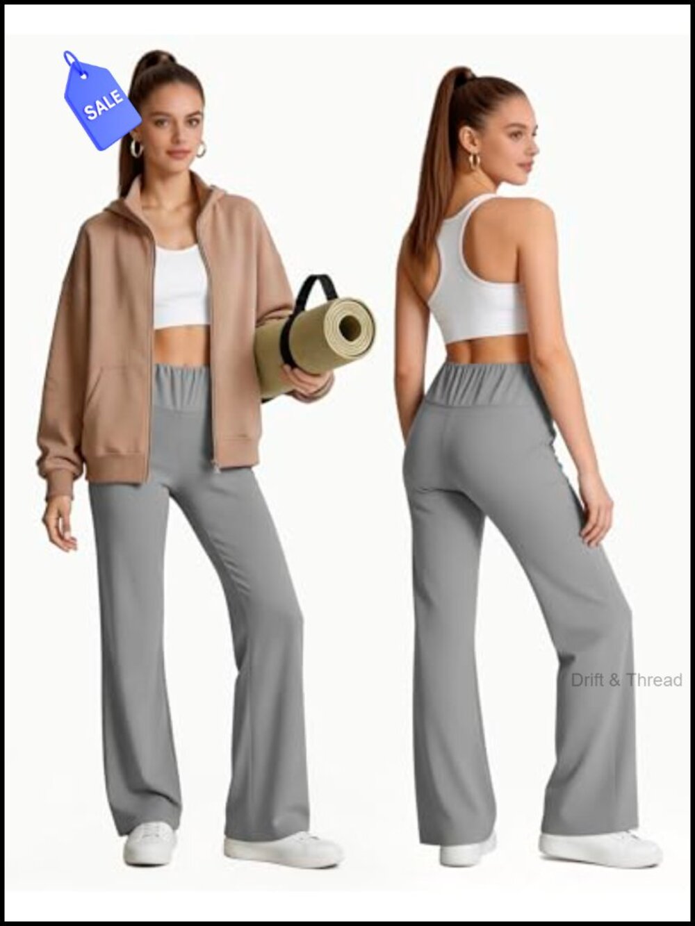 High Waist Wide Leg Sweatpants Buttery Soft Athletic Lounge Pants Yoga Gym - Picture 3 of 6